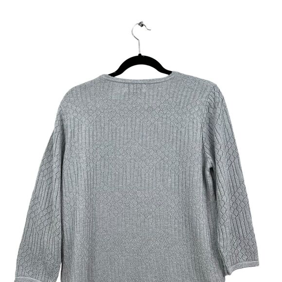 Alfred Dunner Womens Sweater Metallic Open Knit Round Neck Silver Gray Size‎ M - Picture 5 of 5
